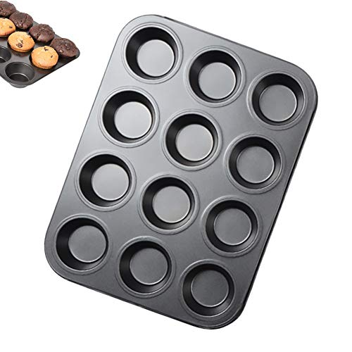 Molde Para Muffins De 12 Tazas,Molde Para Muffins Para Pasteles,Material De Acero Al Carbono,Molde Para Hornear Doméstico,Revestimiento Antiadherente,Adecuado Para Hacer Muffins y Cupcakes