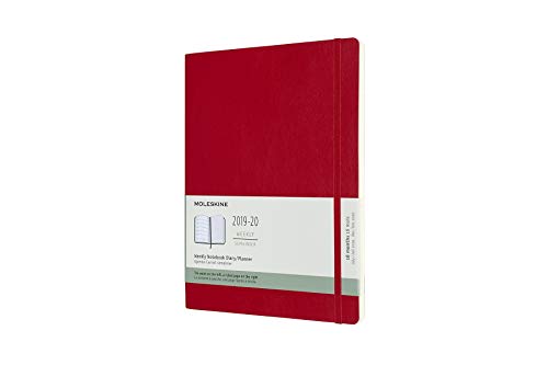 Moleskine 2019-20 Weekly - Agenda Cuaderno Semanal de 18 Meses 2019/2020, Rojo escarlata, Tamaño Extra Grande 19 x 25 cm, 208 Páginas