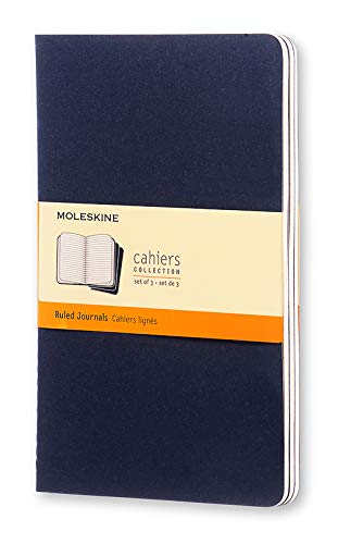 Moleskine CH216 - Set de 3 cuadernos a rayas, grandes, color azul marino