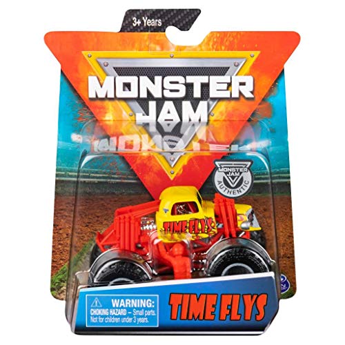 Monster Jam Hot Wheels Escala 1:64 Time Flys, Amarillo/Rojo