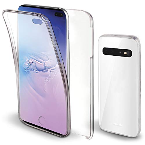 Moozy Funda 360 Grados para Samsung S10 Plus Transparente - Full Body Case Carcasa Cuerpo Completo - Parte Delantera de Silicona, Trasera de PC Duro