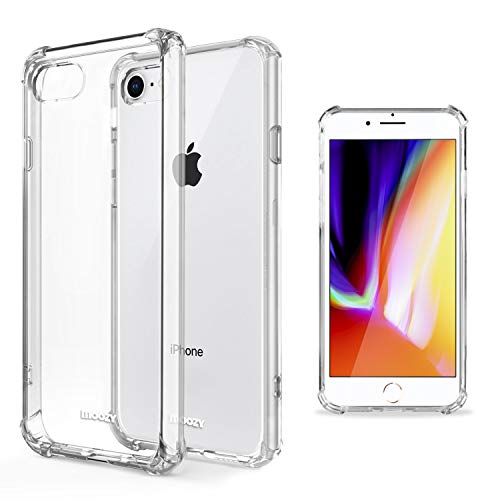 Moozy Funda Silicona Antigolpes para iPhone SE 2020, iPhone 7, iPhone 8 - Transparente Crystal Clear TPU Case Cover Flexible