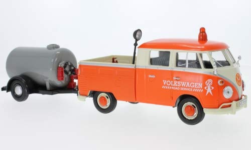 Motormax VW T1 cabina doble, naranja/beige, modelo listo 1:24