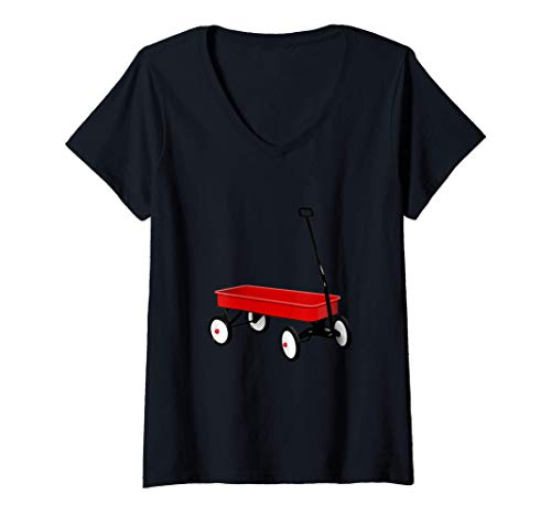 Mujer Vagón rojo - Juguete antiguo Camiseta Cuello V