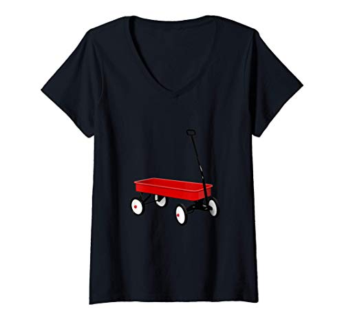Mujer Vagón rojo - Juguete antiguo Camiseta Cuello V Mujer Vagón rojo - Juguete antiguo Camiseta Cuello V