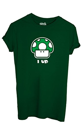 MUSH T-Shirt 2 Up Super Mario Seta - Juegos by Dress Your Style - Hombre-M Verde Botella