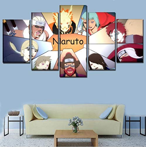 MWMMWLH Impresiones sobre Lienzo 5 Paneles Naruto Shippuden Ultimate Ninja Storm Poster Painting Home Decorative Wall Art Tamaño C (Sin Marco)