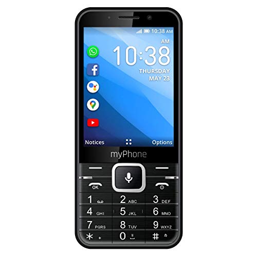 myPhone Up Smart 3.2" teléfono móvil con Whatsapp, Facebook, Google Apps, Batería de 1200 mAh, Dual Sim, GPS, 4GB ROM, Cámara 5MP, KaiOS, 3G - Negro