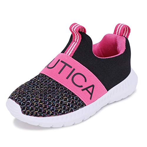 Nautica Kids Boys Girls Fashion Sneaker Running Shoe Slip-On Jogger Toddler and Little Kid-Mattoon-Black Multi-8