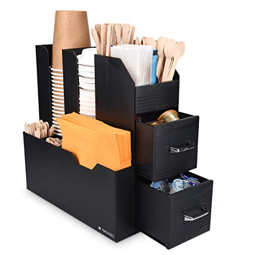 Navaris Organizador para café - Caja para organizar cápsulas Tazas Vasos Sobres de azúcar o de té - Bandeja de almacenaje con Compartimentos Navaris Organizador para café - Caja para organizar cápsulas Tazas Vasos Sobres de azúcar o de té - Bandeja de almacenaje con Compartimentos