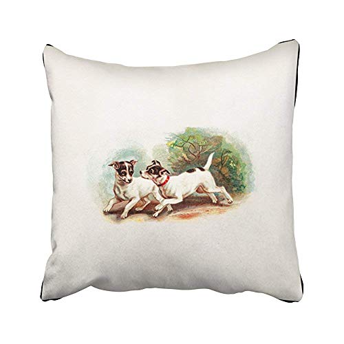 N/C Fox Vintage S Fox Terrier Dogs Terriers Template Lumbar Throw Pillow Covers Car Sofa Cushion Cover Pillowcases Home Decor 18 x 18 Inch/45 x 45cm