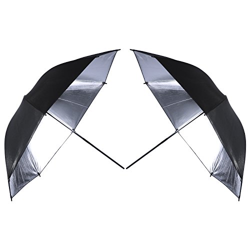 Neewer - Paraguas Reflectante de 84 cm, Color Negro y Plateado, Ideal para Estudio fotográfico (cantidad: 2)