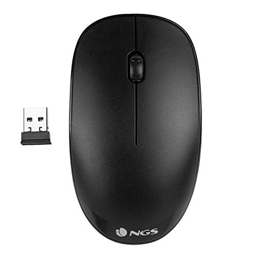 NGS Fog Black - Ratón Óptico Inalámbrico 2.4GHz, Ratón para Ordenador o Laptop con 2 Botones y Scroll, 1000dpi, Ambidiestro, Negro NGS Fog Black - Ratón Óptico Inalámbrico 2.4GHz, Ratón para Ordenador o Laptop con 2 Botones y Scroll, 1000dpi, Ambidiestro, Negro