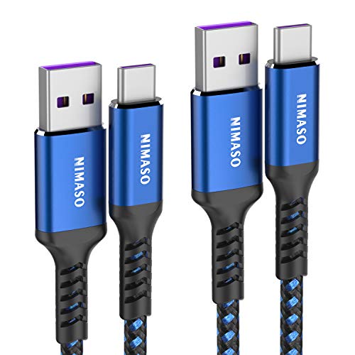 NIMASO Huawei Cable USB C 5A[2 Pack/2M+2M],Cable USB Tipo C Carga Rápida y Sincronización para Huawei P40,P40 Pro,P40 Pro+,P40 Lite,P30 Pro,P30,P20 Lite,P20,Mate 20 Pro,Mate30,Mate20 RS,nova5 Pro