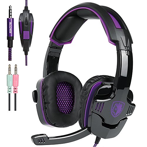 Nuevo Xbox One PS4 Auriculares para Gamers con Micrófono Control del Volumen, SADES SA930 Auriculares Estéreo para PC Ordenador Portátil Mac Tableta Smartphone por AFUNTA - Negro/Púrpura Nuevo Xbox One PS4 Auriculares para Gamers con Micrófono Control del Volumen, SADES SA930 Auriculares Estéreo para PC Ordenador Portátil Mac Tableta Smartphone por AFUNTA - Negro/Púrpura