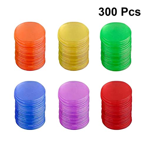 NUOBESTY 300 piezas de plástico tokens pro count bingo chips marcadores para bingo spielkarten accesorios (azul + rojo + amarillo + verde + lila + naranja cada 50 unidades)