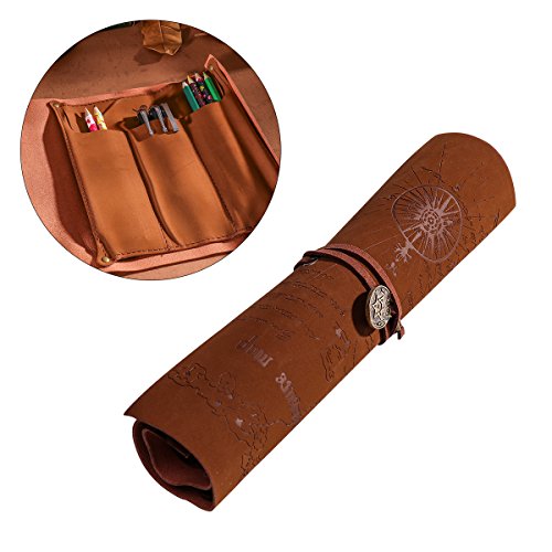 NUOLUX Cuero genuino papelería lápiz lápiz caso arte bolsa bolsa de la oficina de la universidad inteligente caso de la pluma (hexagrama) NUOLUX Cuero genuino papelería lápiz lápiz caso arte bolsa bolsa de la oficina de la universidad inteligente caso de la pluma (hexagrama)