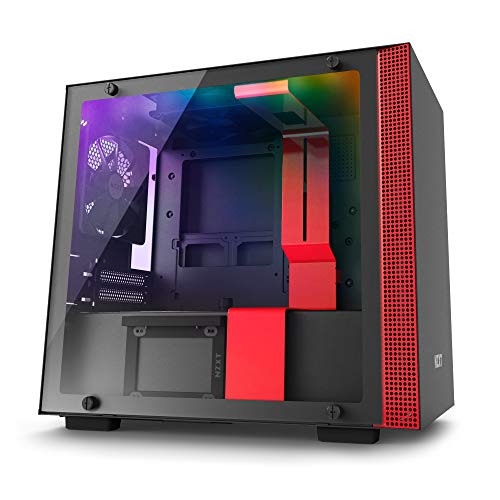 NZXT H200i - Caja de PC Gaming Mini-ITX - Panel de vidrio templado - Preparado para refrigeración líquida - Negro/Rojo - Versión 2018
