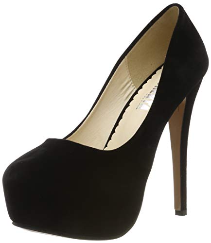 OCHENTA - Zapatos de tacón alto de punta redonda con plataforma oculta para mujer., color Negro, talla 42.5 EU