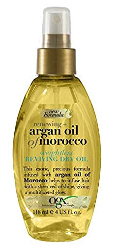 OGX Aceite de Argán de Marruecos, aceite seco ligero revitalizador, aceite, pelo radiante, sedoso, suave, brillante, antiencrespamiento - 118 ml (2725000)