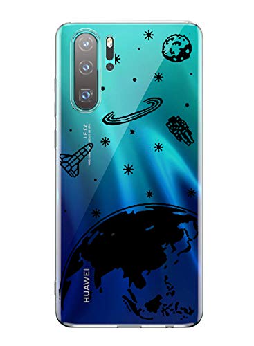 Oihxse Transparente Silicona Case Compatible con Huawei Nova 6 Funda Suave TPU Protección Carcasa Moda Dibujos Animados Divertida Diseño Ultra-Delgado Cubierta-Planeta