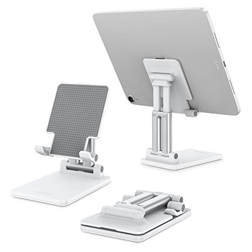 OMOTON Soporte Tablet Multiángulo Mesa Plegable, Ajustable Soporte de Aluminio con Varilla Doble Compatible con 2020 iPad Pro 10.5, 9.7, 12.9, Mini, Tablets para Todos Dispositivos de 4-12.9", Blanco OMOTON Soporte Tablet Multiángulo Mesa Plegable, Ajustable Soporte de Aluminio con Varilla Doble Compatible con 2020 iPad Pro 10.5, 9.7, 12.9, Mini, Tablets para Todos Dispositivos de 4-12.9", Blanco