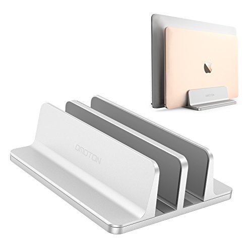 OMOTON Soporte Vertical Portátil Dual, Movilble Soporte Laptop de Aluminio para Macbook Air/Pro, ASUS, Lenovo, Todos Portátiles y Netbooks, iPad, Plata