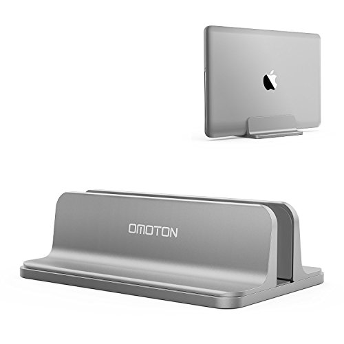 OMOTON Soporte Vertical Portátil, Movilble/Adjustable Soporte Laptop para Macbook Air/Pro, ASUS, Lenovo, Todos Portátiles y Netbooks, iPad [Ahorro de Espacio] Aluminio, Espacio Gris