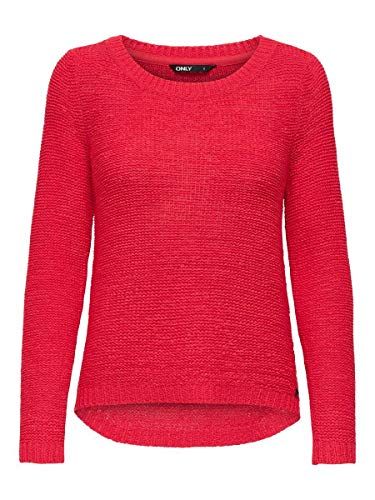 Only onlGEENA XO L/S PULLOVER KNT NOOS, Suéter para Mujer, Rojo (High Risk Red), L