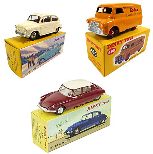 OPO 10 - Lote de 3 Coches Norev para DeAgostini Dinky Toys: Bedford Van Kodak + Fiat 600D + Citroen DS19 (480 + 520 + 530)