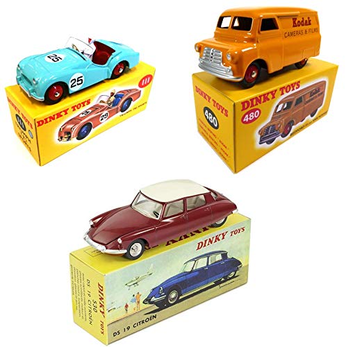 OPO 10 - Lote de 3 Coches Norev para DeAgostini Dinky Toys: Triumph TR2 + Bedford Van Kodak + Citroen DS19 (111 + 480 + 530)