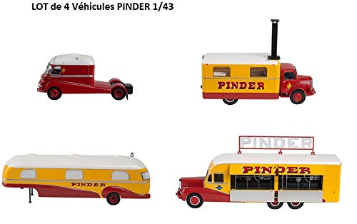 OPO 10 - Set of 4 Vehicles of The Circus Pinder Jean Richard: Assomption Tractor + Trailer + Kitchen + Caravan of The Director - Collection 1/43 (DK01 + 02 + 03 + 04)