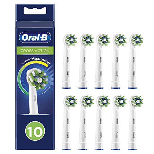 Oral-B CrossAction Cabezales de recambio con tecnología CleanMaximiser, tamaño de buzón, Pack de 10
