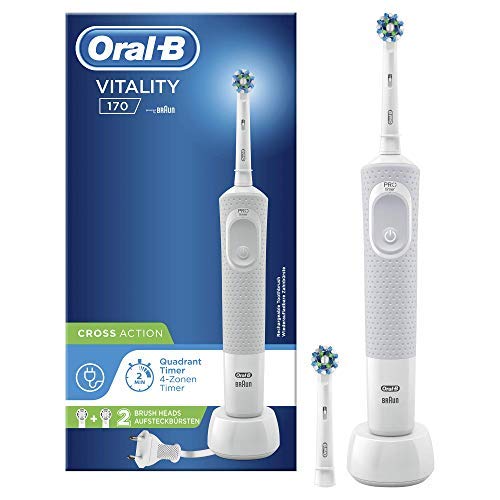 Oral-B Vitality 170 Cepillo Eléctrico Recargable Con Tecnología De Braun, 1 Mango Blanco, 2 Cabezales De Recambio