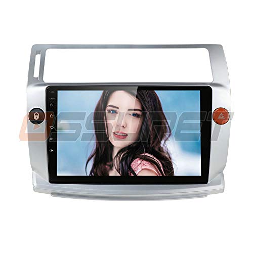Ossuret 9 Inch Car Stereo Android 10 Car FM Radio Fit para Citroen C4 / C-Triomphe/C-Quatre 2004-2009 Soporte de Control del Volante + micrófono Gratuito