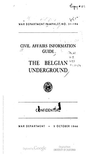 PAM 31-194 The Belgian Underground (1944-10-05) (English Edition)