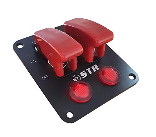 Panel de interruptores estilo avión doble con LED rojo, para uso ovalado/pista/rally
