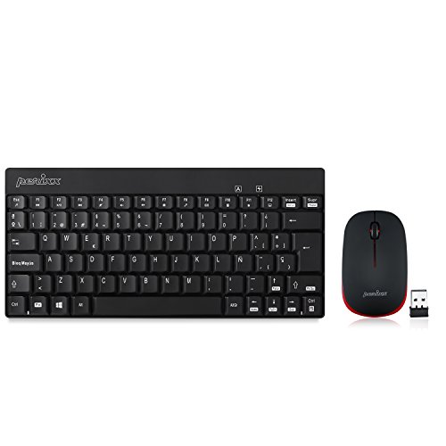 Perixx PERIDUO-712 Mini Pack de Teclado y Ratón Inalámbrico Combo, Color Negro, Español QWERTY Perixx PERIDUO-712 Mini Pack de Teclado y Ratón Inalámbrico Combo, Color Negro, Español QWERTY