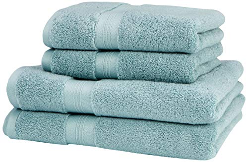 Pinzon - Juego de toallas de algodón Pima (2 toallas de baño + 2 toallas de mano), color azul claro