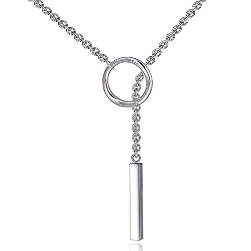 Plata de Ley 925 - Collar de cadena con colgante redondo o triangular y cilíndrico para mujer - Moda femenina