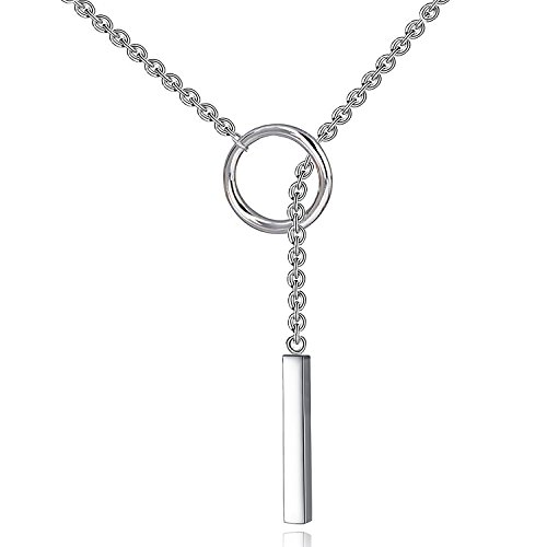 Plata de Ley 925 - Collar de cadena con colgante redondo o triangular y cilíndrico para mujer - Moda femenina Plata de Ley 925 - Collar de cadena con colgante redondo o triangular y cilíndrico para mujer - Moda femenina