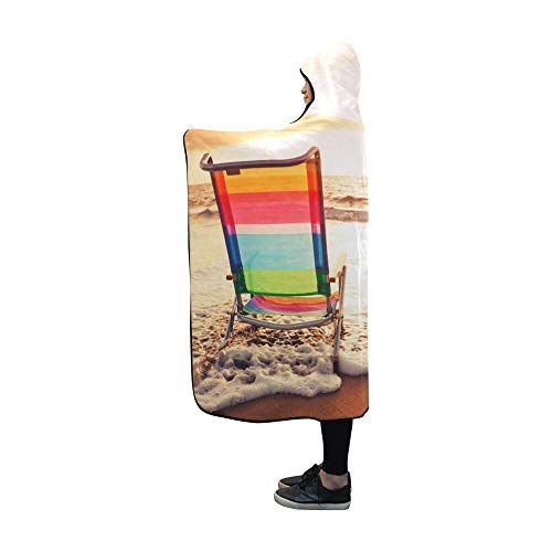 Plsdx Manta con Capucha Hawaiian Vacation Sunset Concept Dos Mantas de Playa 60x50 Pulgadas Comfotable Throw Wrap Wrap