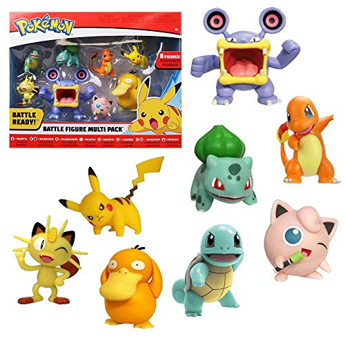 Pokémon 35875 Battle Multi Pack Wave 3 - Pack de 8 Figuras de Pikachu, Schiggy, Bisasam, Glumanda, Mauzi, Krakeelo, Pummeluff y Enton, para niños a Partir de 4 años, Multicolor Pokémon 35875 Battle Multi Pack Wave 3 - Pack de 8 Figuras de Pikachu, Schiggy, Bisasam, Glumanda, Mauzi, Krakeelo, Pummeluff y Enton, para niños a Partir de 4 años, Multicolor