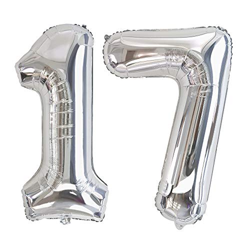 Ponmoo Foil Globo Número 17 71 Plata, Gigante Numeros 0 1 2 3 4 5 6 7 8 9 10-19 20-29 30 40 50 60 70 80 90 100, Grande Globos para La Boda Aniversario, Globo de Cumpleaños Fiesta Decoración Ponmoo Foil Globo Número 17 71 Plata, Gigante Numeros 0 1 2 3 4 5 6 7 8 9 10-19 20-29 30 40 50 60 70 80 90 100, Grande Globos para La Boda Aniversario, Globo de Cumpleaños Fiesta Decoración