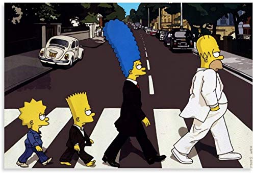 Póster e impresiones sobre lienzo Los Simpsons Scream Anime Cartoon Comics Simpson Póster Imagen para decoración del hogar sin marco (60 x 80 cm, A)