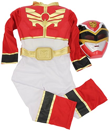 Power Ranges - Disfraz de Ranger Rojo musculoso para niño, infantil 3-4 años (Rubie's 886669-S)