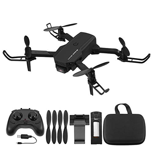 Powerextra Mini Drone para Niños con Cámara - RC Helicopter Quadcopter 2.4GHz Modo sin Cabeza-Drones Control Remoto por WiFi App- Flips 3D y Función de Giro de Alta Velocidad - 2 x Baterías(Negro)