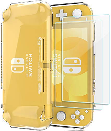 ProCase Funda Transparente y 2 Protectores Pantalla para Nintendo Switch Lite 2019, Carcasa TPU Suave Antigolpes Antiarañazos con 2 Unidades Protector Vidrio Templado –Transparente