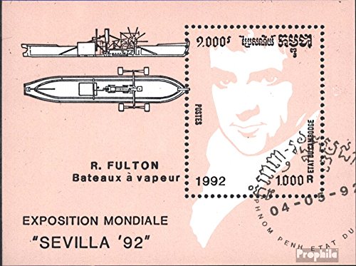 Prophila Collection Camboya Bloque 191 (Completa.edición.) 1992 Expo ´92, Famosos Inventor (Sellos para los coleccionistas) Marinero