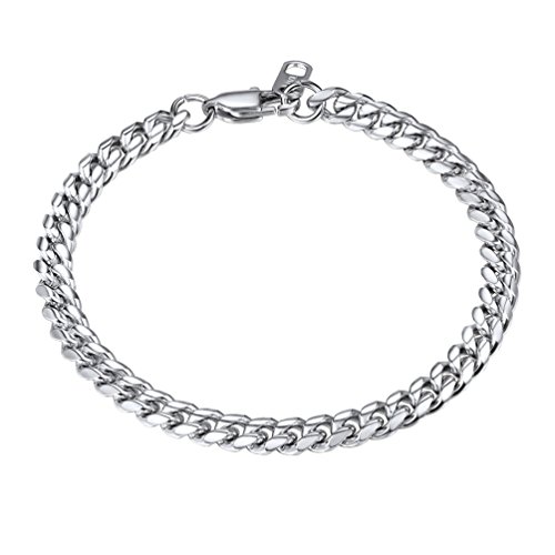 PROSTEEL Pulsera para Hombre Cadena Cubana de Acero Inoxidable 6mm/10mm/14mm de Ancho, 19cm 21cm de Longitud, Dorado/Negro/Plateado Opcional (Plateado 6mm Ancho, 19.00) PROSTEEL Pulsera para Hombre Cadena Cubana de Acero Inoxidable 6mm/10mm/14mm de Ancho, 19cm 21cm de Longitud, Dorado/Negro/Plateado Opcional (Plateado 6mm Ancho, 19.00)